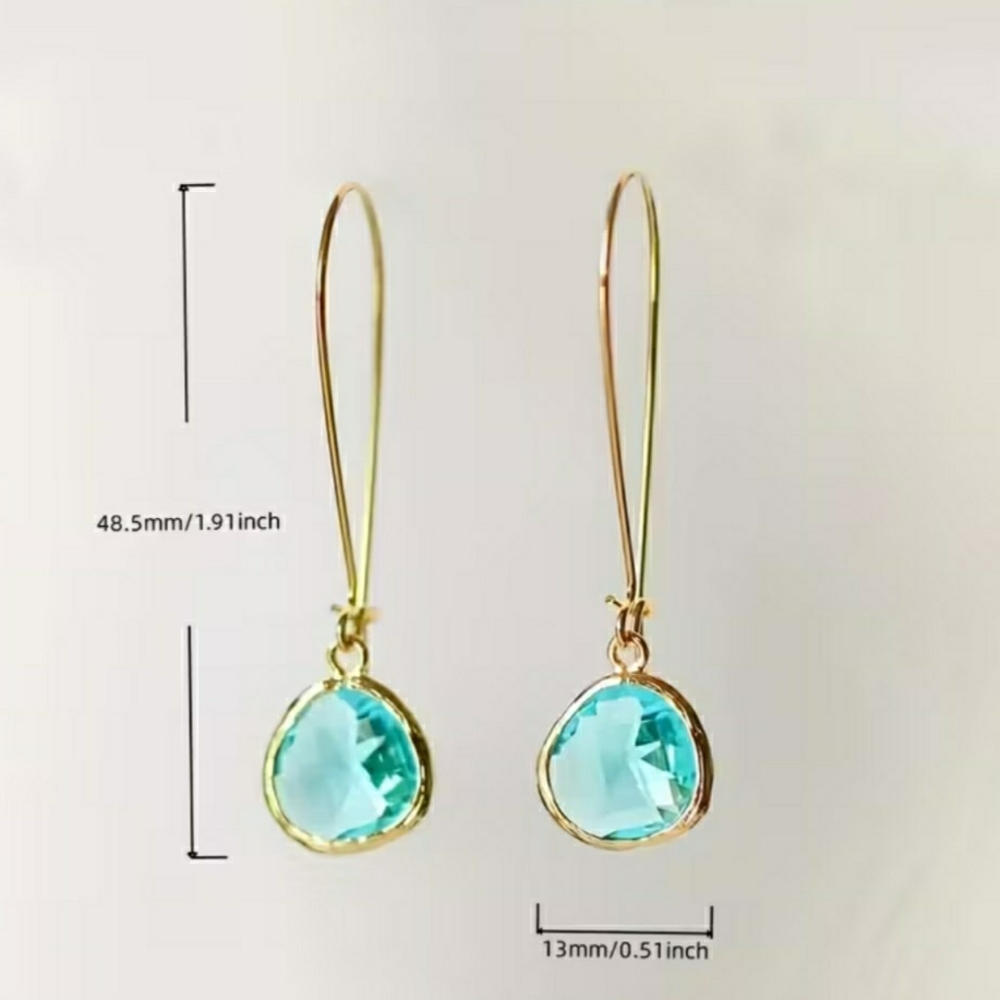 Elegant Light Green Drop Earrings - Picture 2 of 3